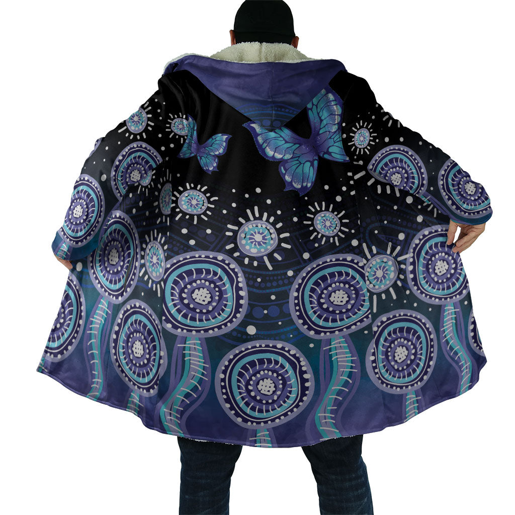 Dreamy Butterfly Collar Australia Purple Teal Hopeful Sky Cloak Indigenous Aboriginal Art