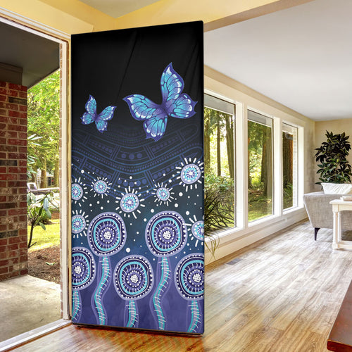 Dreamy Butterfly Collar Australia Purple Teal Hopeful Sky Door Cover Indigenous Aboriginal Art