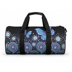 Dreamy Butterfly Collar Australia Purple Teal Hopeful Sky Duffle Bag Indigenous Aboriginal Art