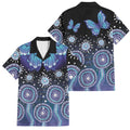Dreamy Butterfly Collar Australia Purple Teal Hopeful Sky Family Matching Tank Maxi Dress and Hawaiian Shirt Indigenous Aboriginal Art