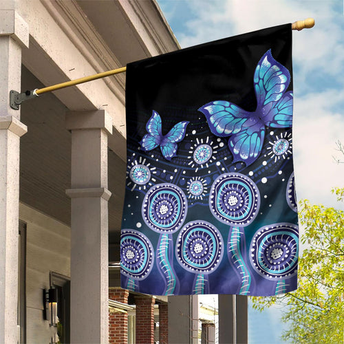 Dreamy Butterfly Collar Australia Purple Teal Hopeful Sky Garden Flag Indigenous Aboriginal Art