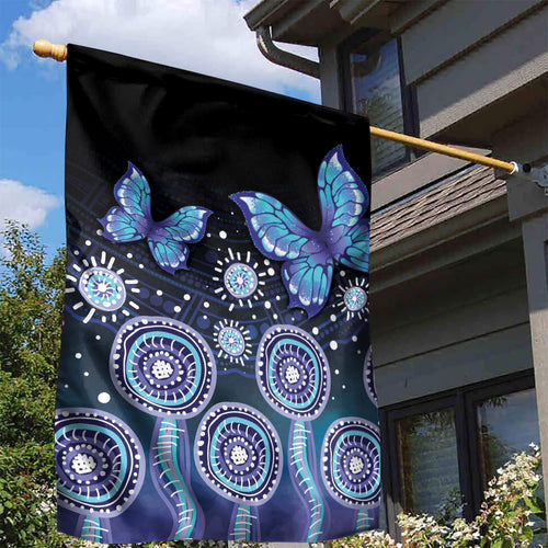 Dreamy Butterfly Collar Australia Purple Teal Hopeful Sky Garden Flag Indigenous Aboriginal Art