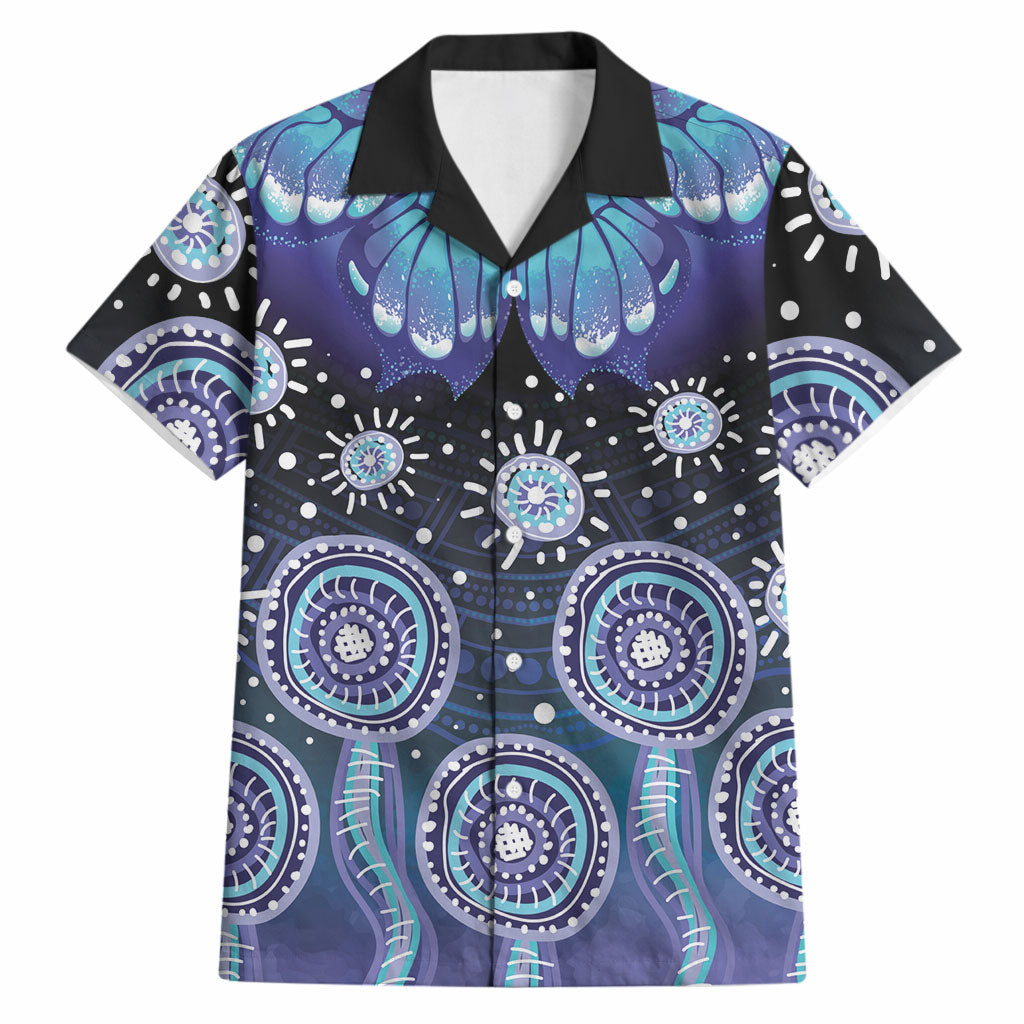 Dreamy Butterfly Collar Australia Purple Teal Hopeful Sky Hawaiian Shirt Indigenous Aboriginal Art