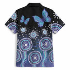 Dreamy Butterfly Collar Australia Purple Teal Hopeful Sky Hawaiian Shirt Indigenous Aboriginal Art