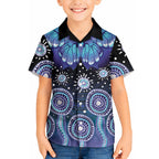 Dreamy Butterfly Collar Australia Purple Teal Hopeful Sky Hawaiian Shirt Indigenous Aboriginal Art
