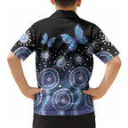 Dreamy Butterfly Collar Australia Purple Teal Hopeful Sky Hawaiian Shirt Indigenous Aboriginal Art