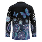 Dreamy Butterfly Collar Australia Purple Teal Hopeful Sky Hockey Jersey Indigenous Aboriginal Art