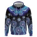 Dreamy Butterfly Collar Australia Purple Teal Hopeful Sky Hoodie Indigenous Aboriginal Art
