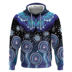Dreamy Butterfly Collar Australia Purple Teal Hopeful Sky Hoodie Indigenous Aboriginal Art