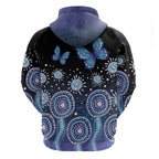 Dreamy Butterfly Collar Australia Purple Teal Hopeful Sky Hoodie Indigenous Aboriginal Art