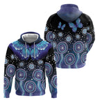 Dreamy Butterfly Collar Australia Purple Teal Hopeful Sky Hoodie Indigenous Aboriginal Art