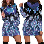 Dreamy Butterfly Collar Australia Purple Teal Hopeful Sky Hoodie Dress Indigenous Aboriginal Art
