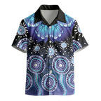 Dreamy Butterfly Collar Australia Purple Teal Hopeful Sky Kid Hawaiian Shirt Indigenous Aboriginal Art