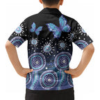 Dreamy Butterfly Collar Australia Purple Teal Hopeful Sky Kid Hawaiian Shirt Indigenous Aboriginal Art