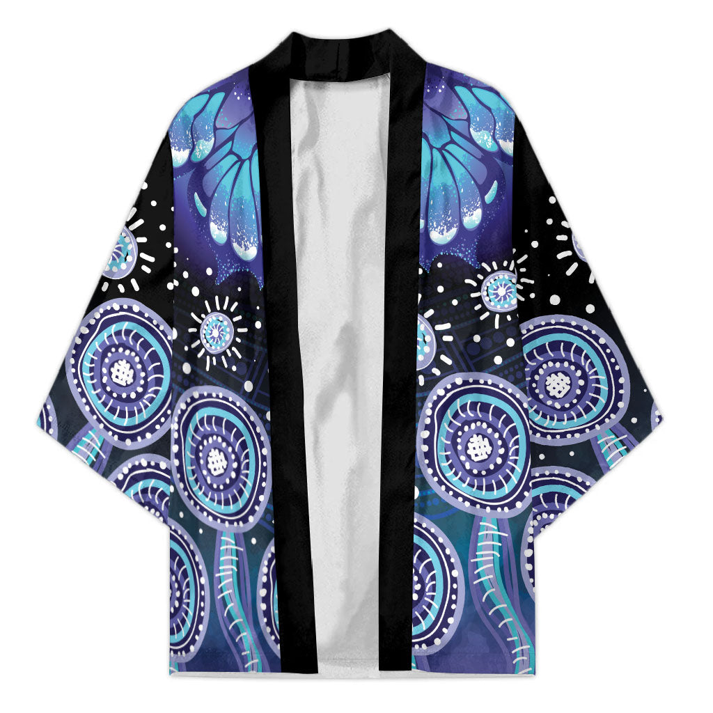 Dreamy Butterfly Collar Australia Purple Teal Hopeful Sky Kimono Indigenous Aboriginal Art