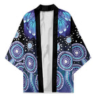 Dreamy Butterfly Collar Australia Purple Teal Hopeful Sky Kimono Indigenous Aboriginal Art