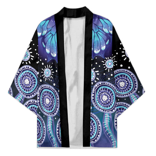 Dreamy Butterfly Collar Australia Purple Teal Hopeful Sky Kimono Indigenous Aboriginal Art