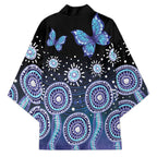 Dreamy Butterfly Collar Australia Purple Teal Hopeful Sky Kimono Indigenous Aboriginal Art