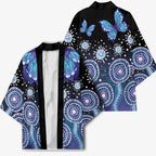 Dreamy Butterfly Collar Australia Purple Teal Hopeful Sky Kimono Indigenous Aboriginal Art