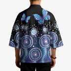 Dreamy Butterfly Collar Australia Purple Teal Hopeful Sky Kimono Indigenous Aboriginal Art