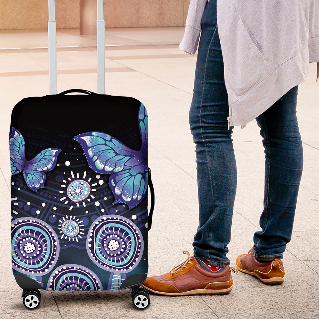 Dreamy Butterfly Collar Australia Purple Teal Hopeful Sky Luggage Cover Indigenous Aboriginal Art