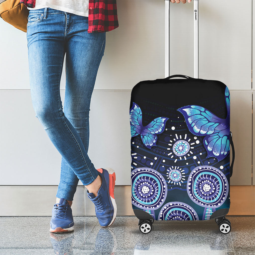 Dreamy Butterfly Collar Australia Purple Teal Hopeful Sky Luggage Cover Indigenous Aboriginal Art
