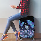 Dreamy Butterfly Collar Australia Purple Teal Hopeful Sky Luggage Cover Indigenous Aboriginal Art