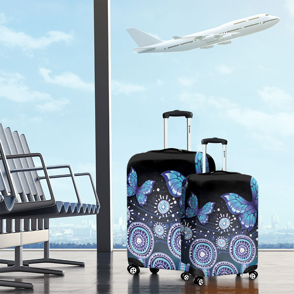 Dreamy Butterfly Collar Australia Purple Teal Hopeful Sky Luggage Cover Indigenous Aboriginal Art