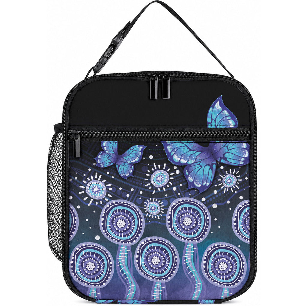 Dreamy Butterfly Collar Australia Purple Teal Hopeful Sky Lunch Bag Indigenous Aboriginal Art