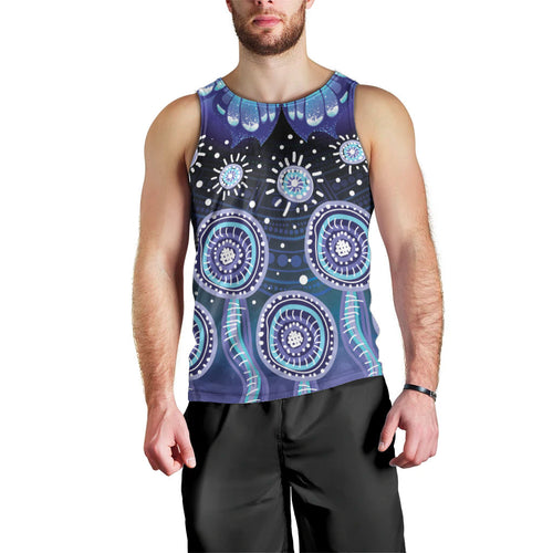 Dreamy Butterfly Collar Australia Purple Teal Hopeful Sky Men Tank Top Indigenous Aboriginal Art