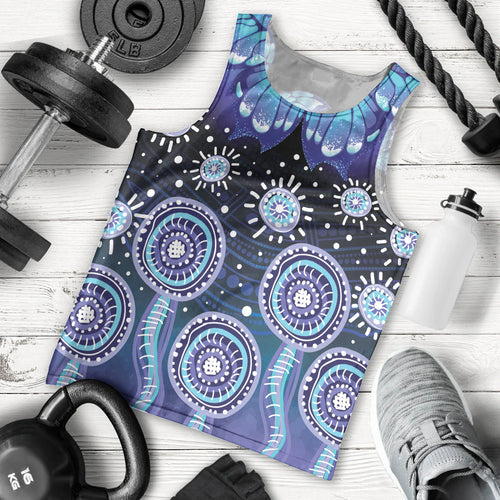 Dreamy Butterfly Collar Australia Purple Teal Hopeful Sky Men Tank Top Indigenous Aboriginal Art