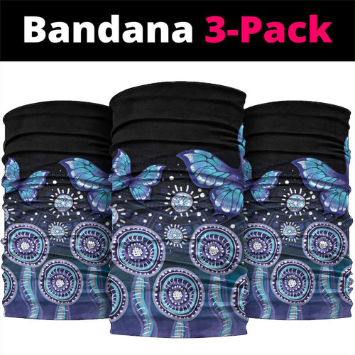 Dreamy Butterfly Collar Australia Purple Teal Hopeful Sky Neck Gaiter Indigenous Aboriginal Art