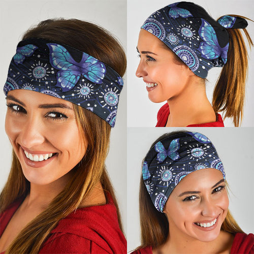 Dreamy Butterfly Collar Australia Purple Teal Hopeful Sky Neck Gaiter Indigenous Aboriginal Art