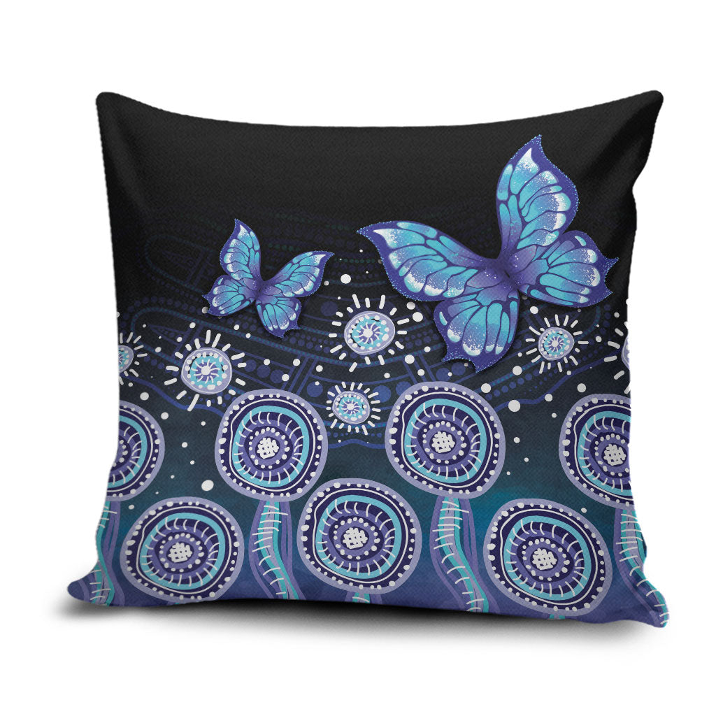 Dreamy Butterfly Collar Australia Purple Teal Hopeful Sky Pillow Cover Indigenous Aboriginal Art