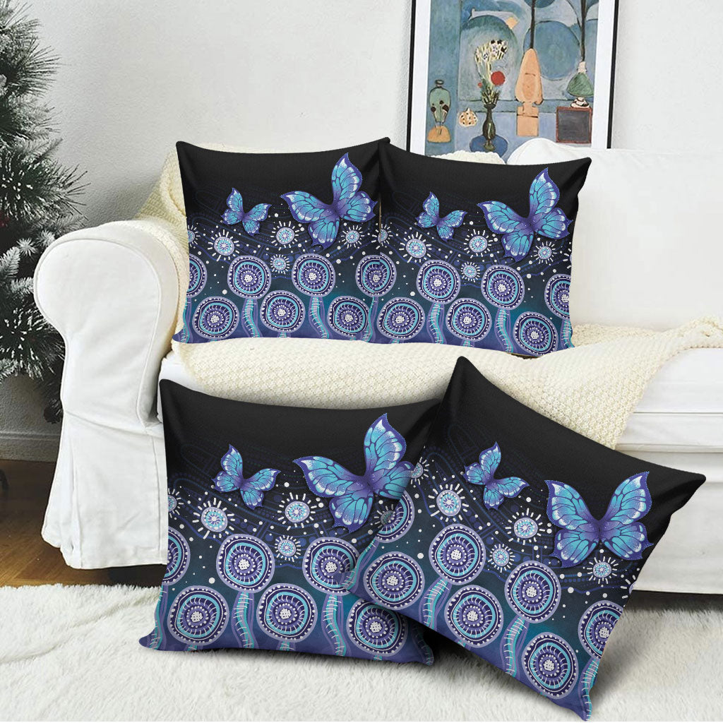 Dreamy Butterfly Collar Australia Purple Teal Hopeful Sky Pillow Cover Indigenous Aboriginal Art