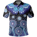 Dreamy Butterfly Collar Australia Purple Teal Hopeful Sky Polo Shirt Indigenous Aboriginal Art