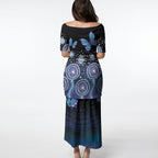 Dreamy Butterfly Collar Australia Purple Teal Hopeful Sky Puletasi Indigenous Aboriginal Art