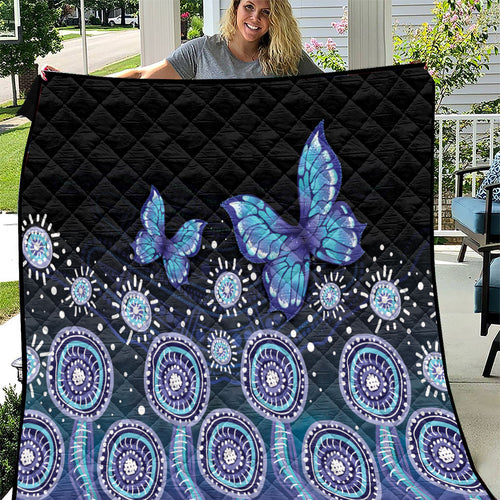 Dreamy Butterfly Collar Australia Purple Teal Hopeful Sky Quilt Indigenous Aboriginal Art