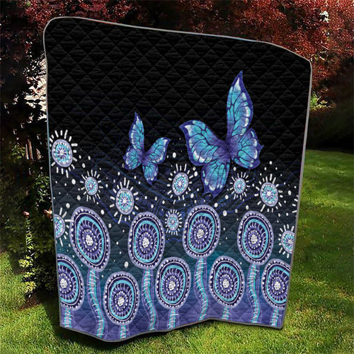 Dreamy Butterfly Collar Australia Purple Teal Hopeful Sky Quilt Indigenous Aboriginal Art