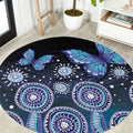 Dreamy Butterfly Collar Australia Purple Teal Hopeful Sky Round Carpet Indigenous Aboriginal Art