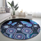 Dreamy Butterfly Collar Australia Purple Teal Hopeful Sky Round Carpet Indigenous Aboriginal Art