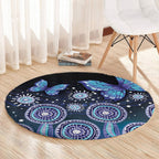 Dreamy Butterfly Collar Australia Purple Teal Hopeful Sky Round Carpet Indigenous Aboriginal Art