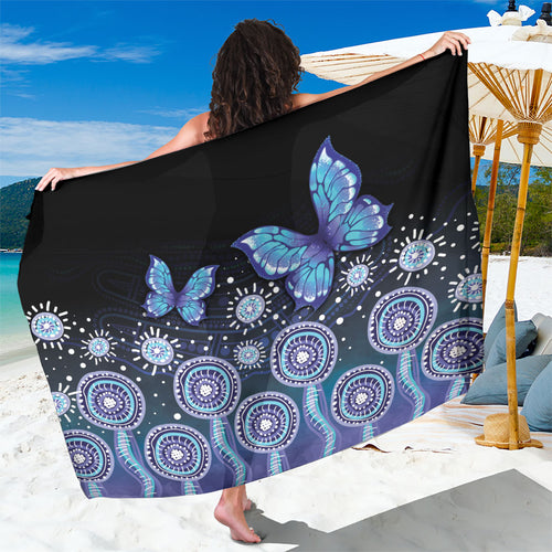 Dreamy Butterfly Collar Australia Purple Teal Hopeful Sky Sarong Indigenous Aboriginal Art