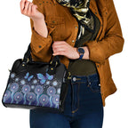 Dreamy Butterfly Collar Australia Purple Teal Hopeful Sky Shoulder Handbag Indigenous Aboriginal Art
