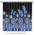 Dreamy Butterfly Collar Australia Purple Teal Hopeful Sky Shower Curtain Indigenous Aboriginal Art
