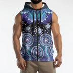 Dreamy Butterfly Collar Australia Purple Teal Hopeful Sky Sleeveless Zip Hoodie Indigenous Aboriginal Art