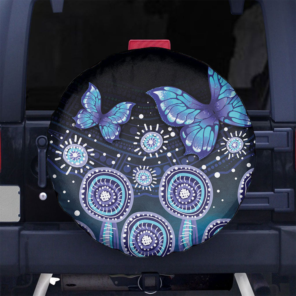 Dreamy Butterfly Collar Australia Purple Teal Hopeful Sky Spare Tire Cover Indigenous Aboriginal Art