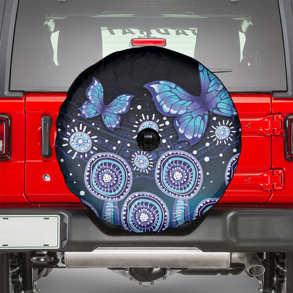 Dreamy Butterfly Collar Australia Purple Teal Hopeful Sky Spare Tire Cover Indigenous Aboriginal Art