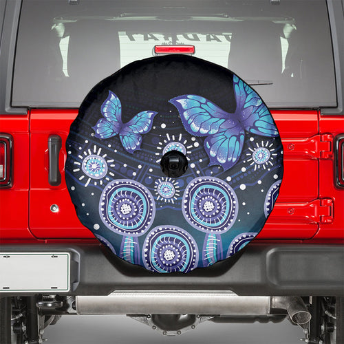 Dreamy Butterfly Collar Australia Purple Teal Hopeful Sky Spare Tire Cover Indigenous Aboriginal Art