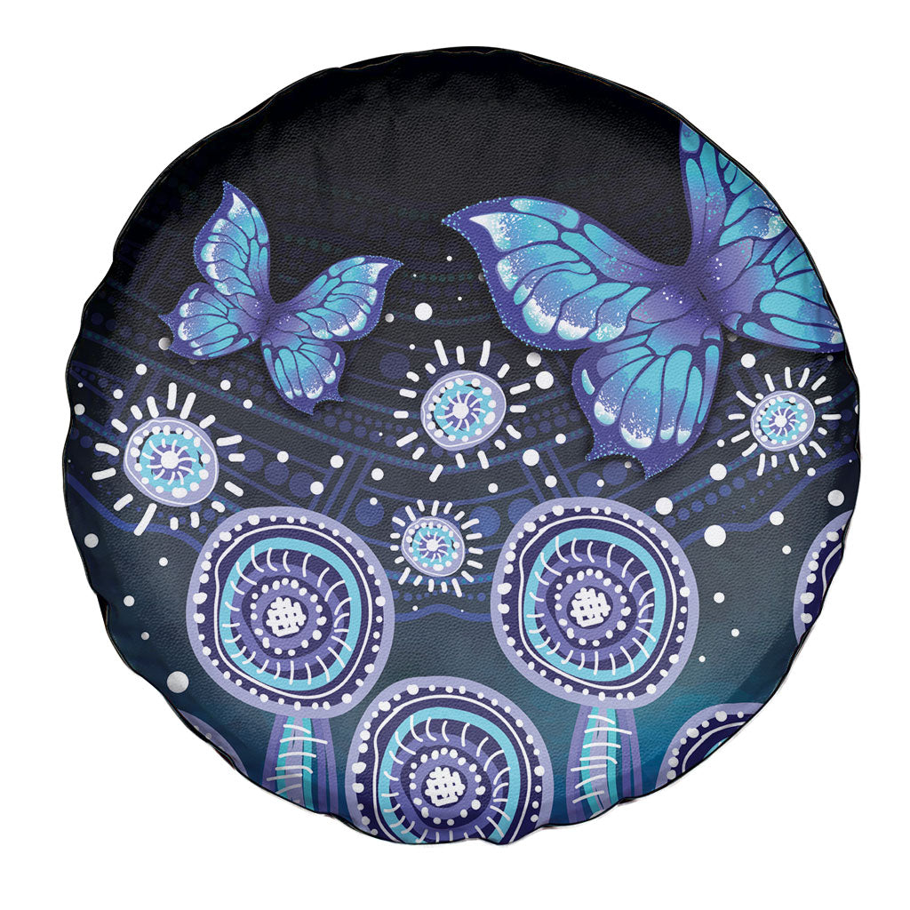 Dreamy Butterfly Collar Australia Purple Teal Hopeful Sky Spare Tire Cover Indigenous Aboriginal Art